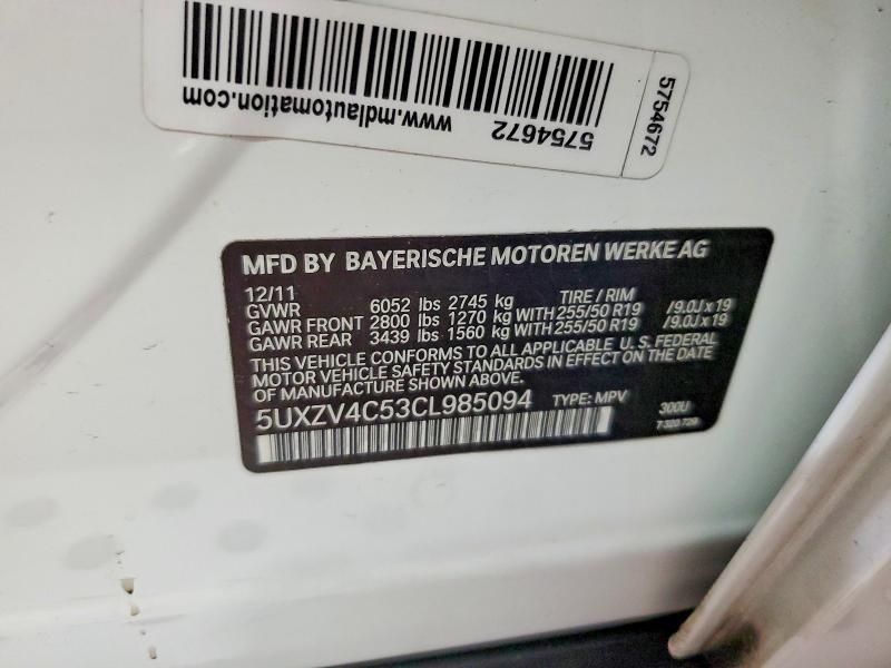 Aukcja sprzedaży 2012 Bmw X5, vin: 5UXZV4C53CL985094, numer aukcji: 51474316