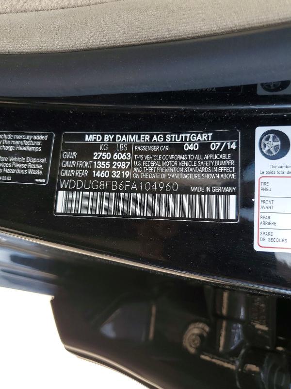 50130056 :رقم المزاد ، WDDUG8FB6FA104960 vin ، 2015 Mercedes-benz S مزاد بيع