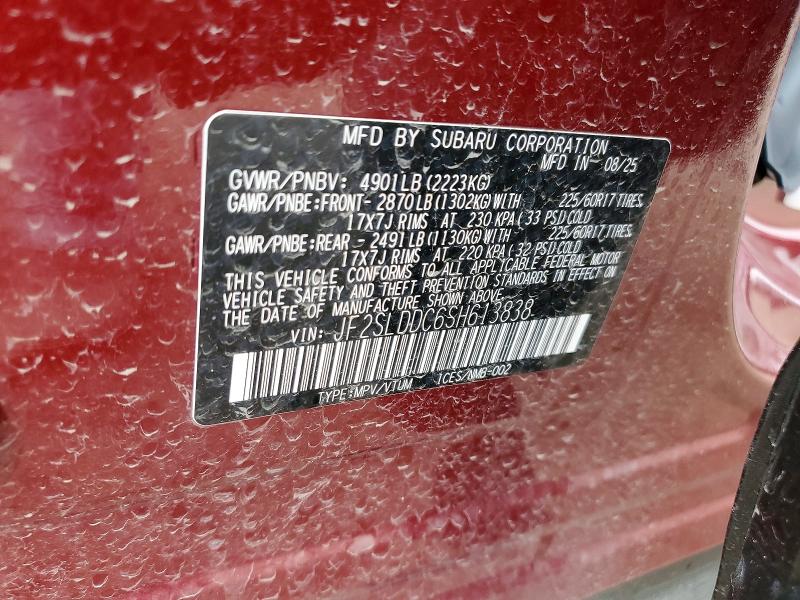 Aukcja sprzedaży 2025 Subaru Forester, vin: JF2SLDDC6SH613838, numer aukcji: 47950046