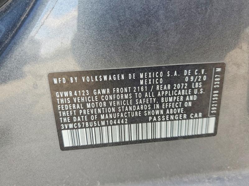 Продаж на аукціоні авто 2020 Volkswagen Jetta, vin: 3VWC57BU5LM104442, номер лоту: 49594506