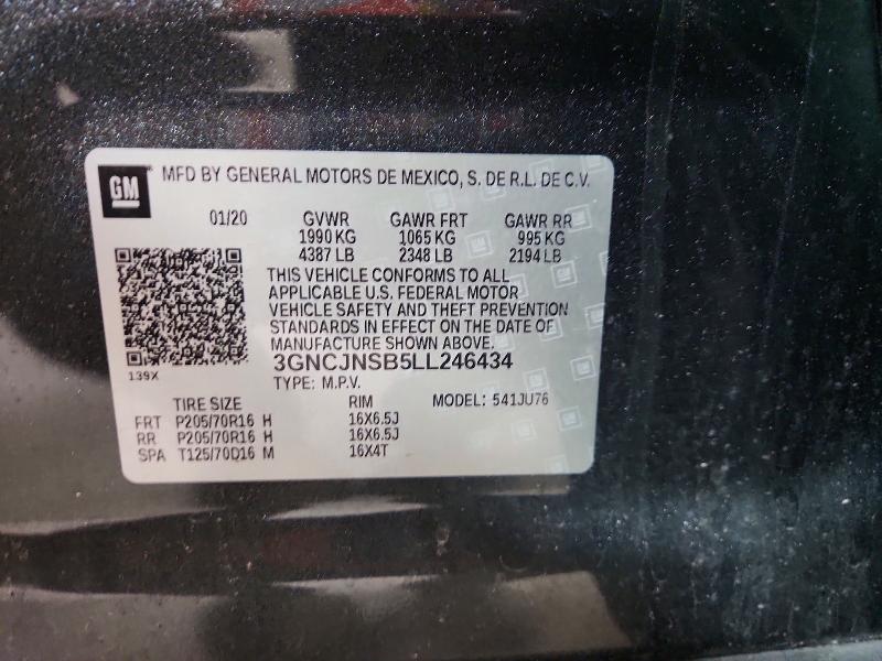 2020 Chevrolet Trax მანქანა იყიდება აუქციონზე, vin: 3GNCJNSB5LL246434, აუქციონის ნომერი: 49627636