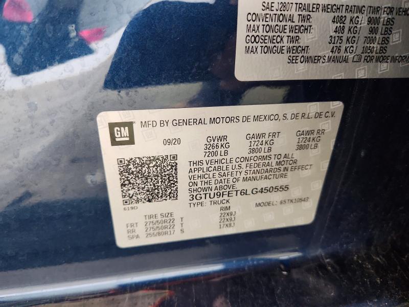 Продажа на аукционе авто 2020 Gmc Sierra, vin: 3GTU9FET6LG450555, номер лота: 50456806