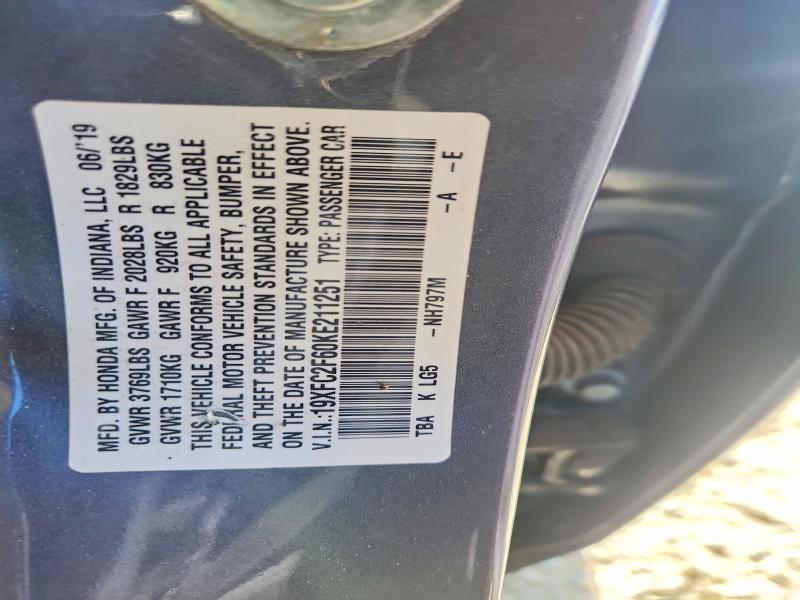 Aukcja sprzedaży 2019 Honda Civic, vin: 19XFC2F60KE211251, numer aukcji: 49133796