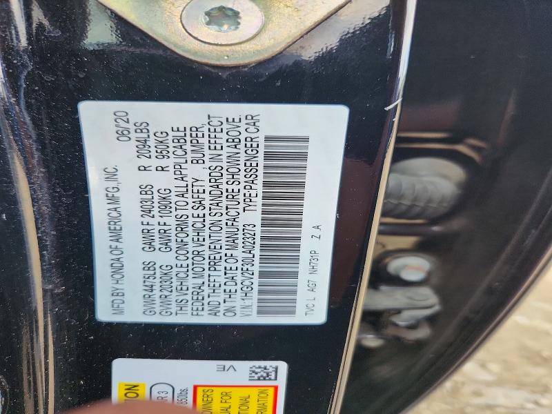 Продаж на аукціоні авто 2020 Honda Accord, vin: 1HGCV2F30LA023273, номер лоту: 51784076