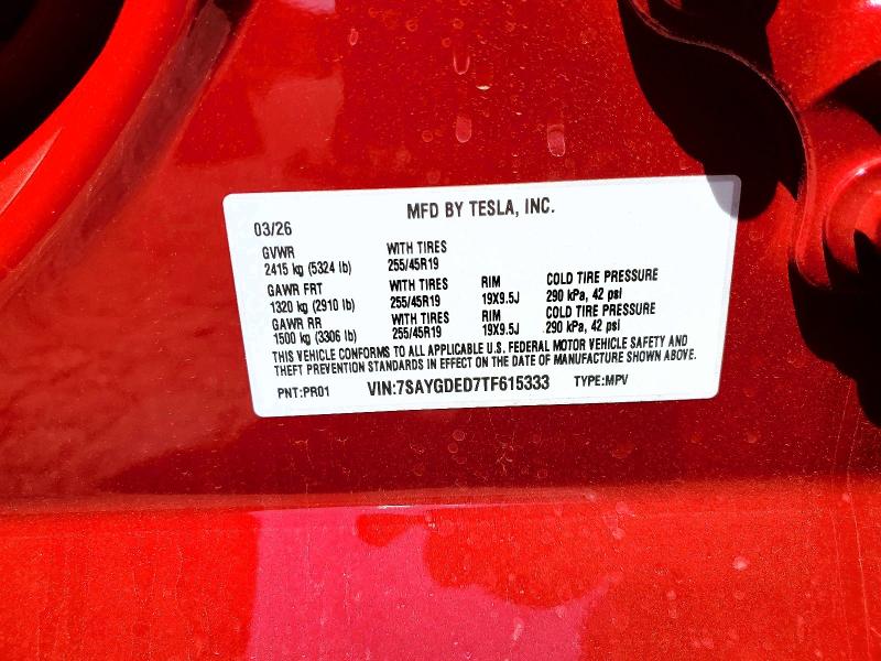 Продажа на аукционе авто 2026 Tesla Model Y, vin: 7SAYGDED7TF615333, номер лота: 51321866