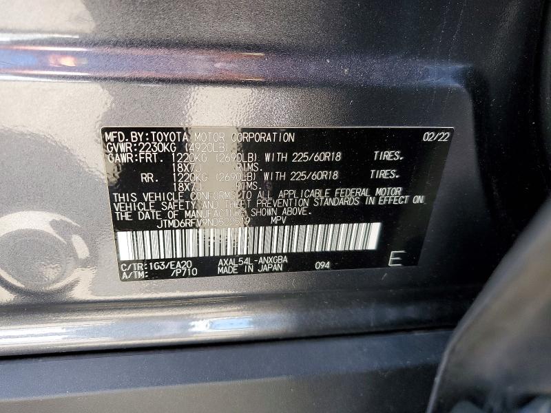 Auction sale of the 2022 Toyota Rav4 Hybrid Limited, vin: JTMD6RFV9ND522519, lot number: 50746796