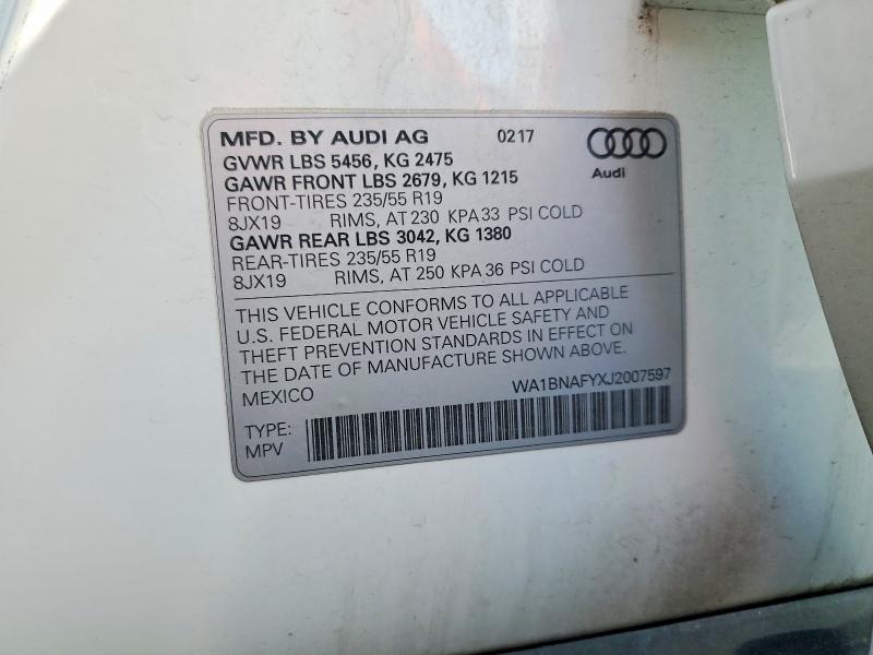 Aukcja sprzedaży 2018 Audi Q5, vin: WA1BNAFYXJ2007597, numer aukcji: 50980666