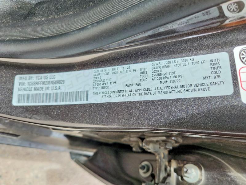 51294206 :رقم المزاد ، 1C6SRFFM2MN589029 vin ، 2021 Ram 1500 مزاد بيع