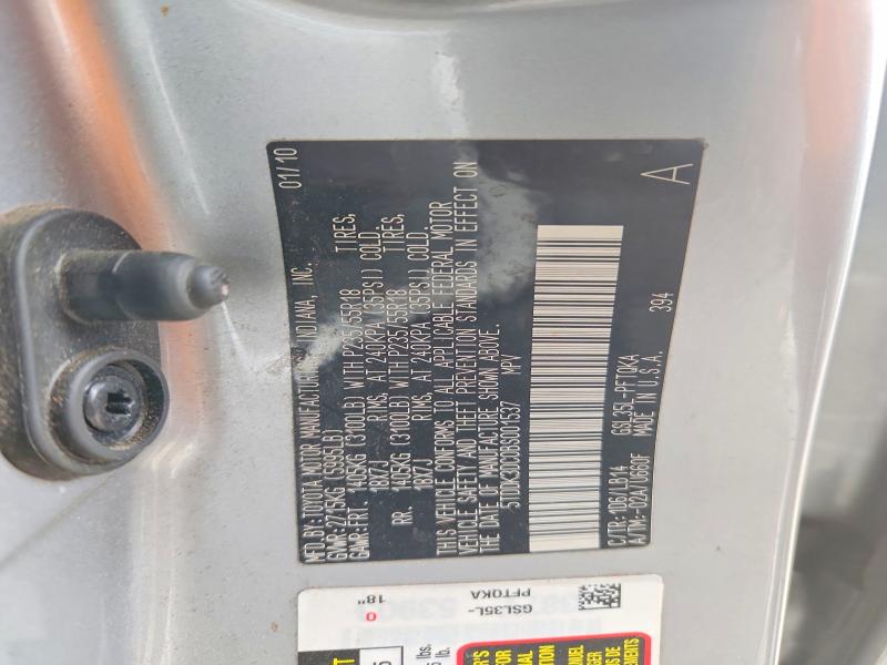 Aukcja sprzedaży 2011 Toyota Sienna, vin: 5TDDK3DC0BS001537, numer aukcji: 49181306