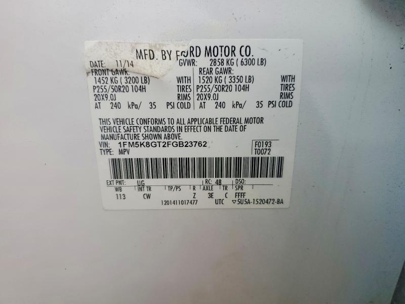 Продаж на аукціоні авто 2015 Ford Explorer, vin: 1FM5K8GT2FGB23762, номер лоту: 51440626