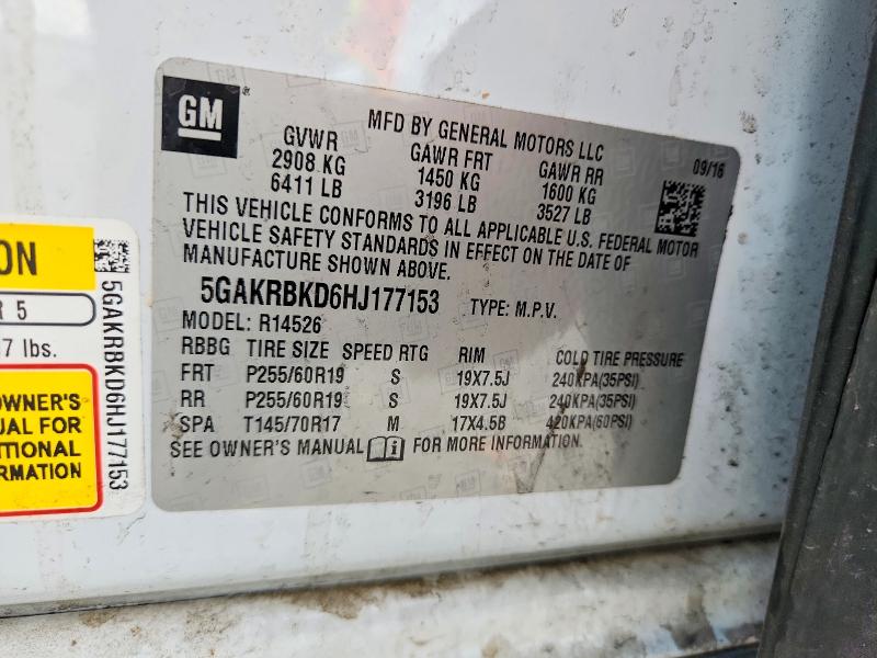 Продаж на аукціоні авто 2017 Buick Enclave, vin: 5GAKRBKD6HJ177153, номер лоту: 49987686