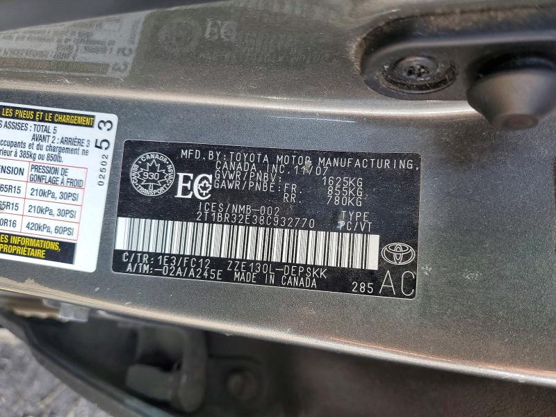 Продаж на аукціоні авто 2008 Toyota Corolla S 4dr, vin: 2T1BR32E38C932770, номер лоту: 49437146