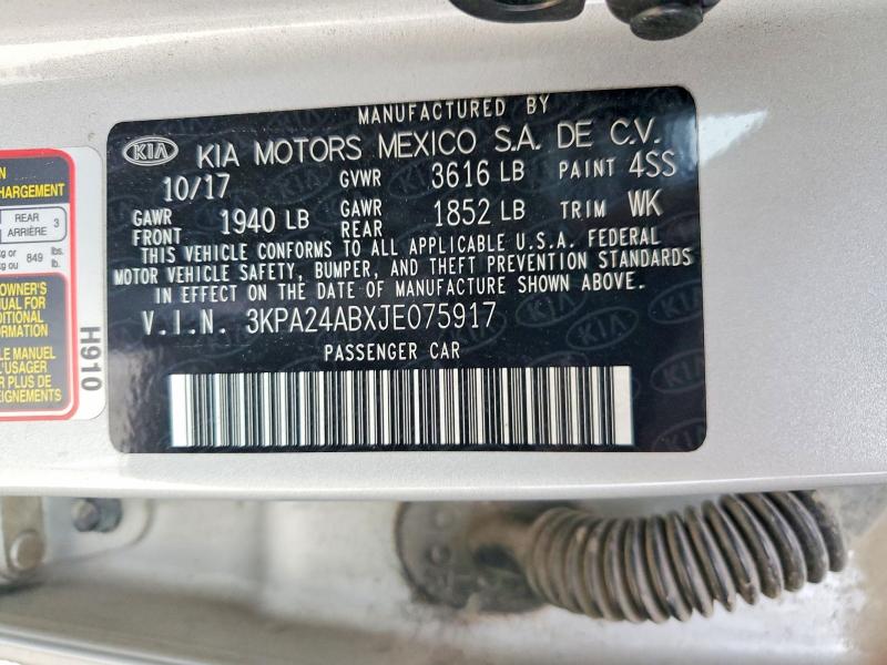 Aukcja sprzedaży 2018 Kia Rio, vin: 3KPA24ABXJE075917, numer aukcji: 51781736
