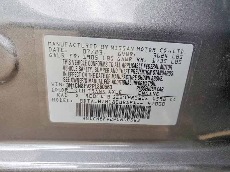 Продажа на аукционе авто 2023 Nissan Versa, vin: 3N1CN8FV2PL860563, номер лота: 50990836