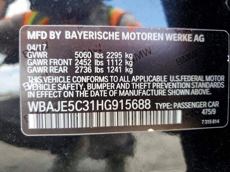 51494086 :رقم المزاد ، WBAJE5C31HG915688 vin ، 2017 Bmw 540 مزاد بيع