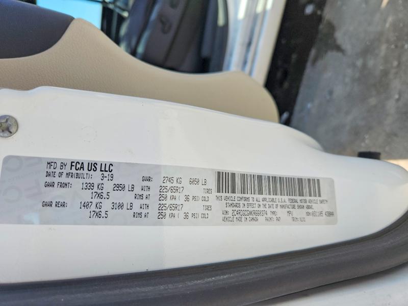 49562796 :رقم المزاد ، 2C4RDGCGXKR660374 vin ، 2019 Dodge Grand Caravan مزاد بيع