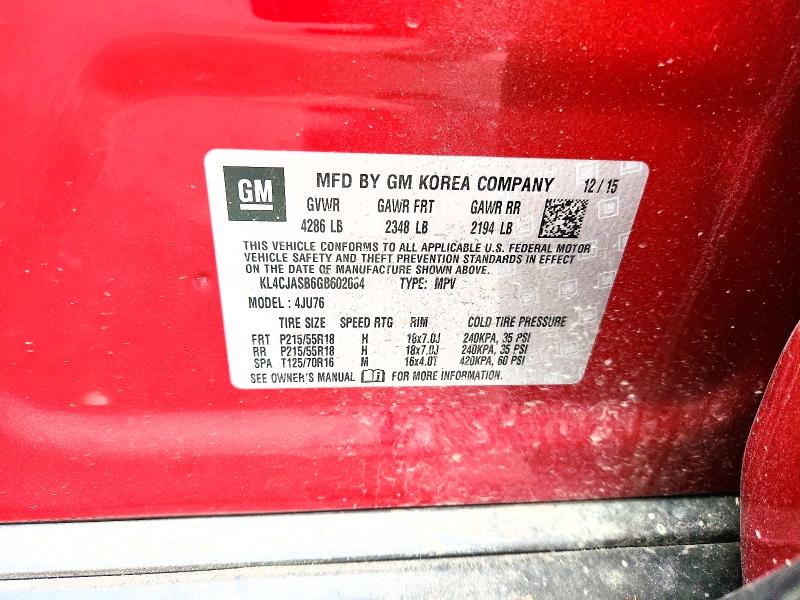 Aukcja sprzedaży 2016 Buick Encore, vin: KL4CJASB6GB602084, numer aukcji: 51637416