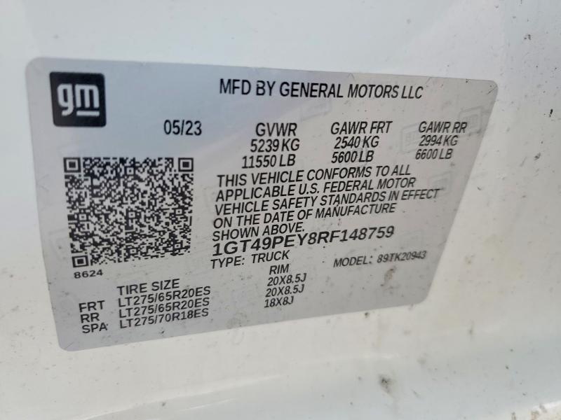 51302586 :رقم المزاد ، 1GT49PEY8RF148759 vin ، 2024 Gmc Sierra مزاد بيع