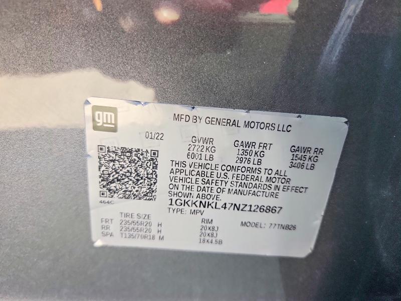 Aukcja sprzedaży 2022 Gmc Acadia, vin: 1GKKNKL47NZ126867, numer aukcji: 51812436