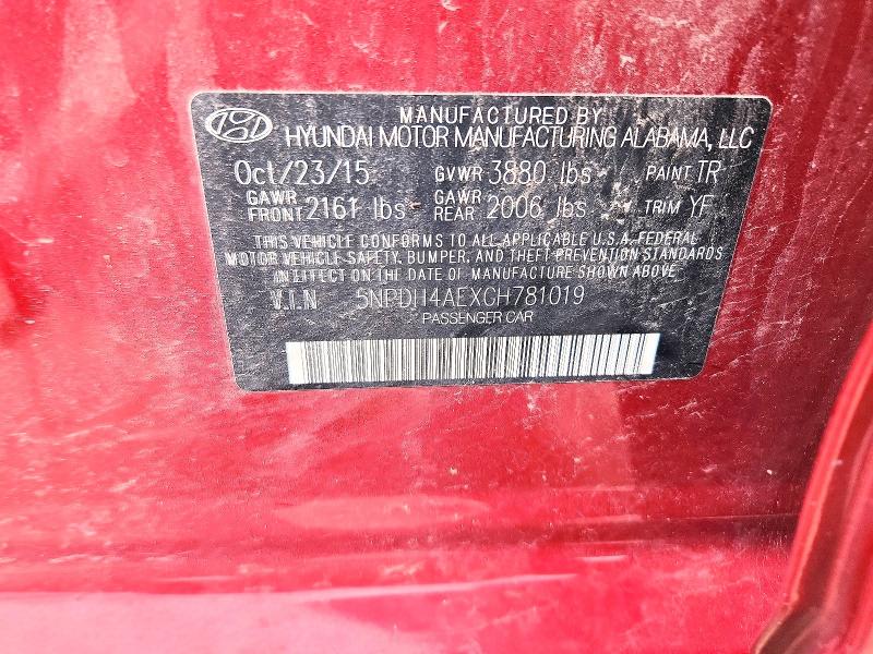 51671466 :رقم المزاد ، 5NPDH4AEXGH781019 vin ، 2016 Hyundai Elantra مزاد بيع