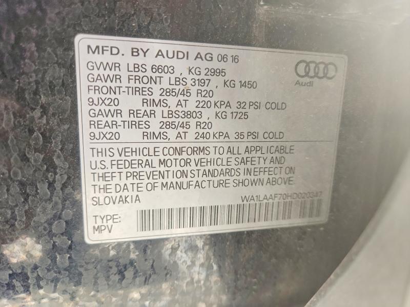 Aukcja sprzedaży 2017 Audi Q7, vin: WA1LAAF70HD020347, numer aukcji: 47960406