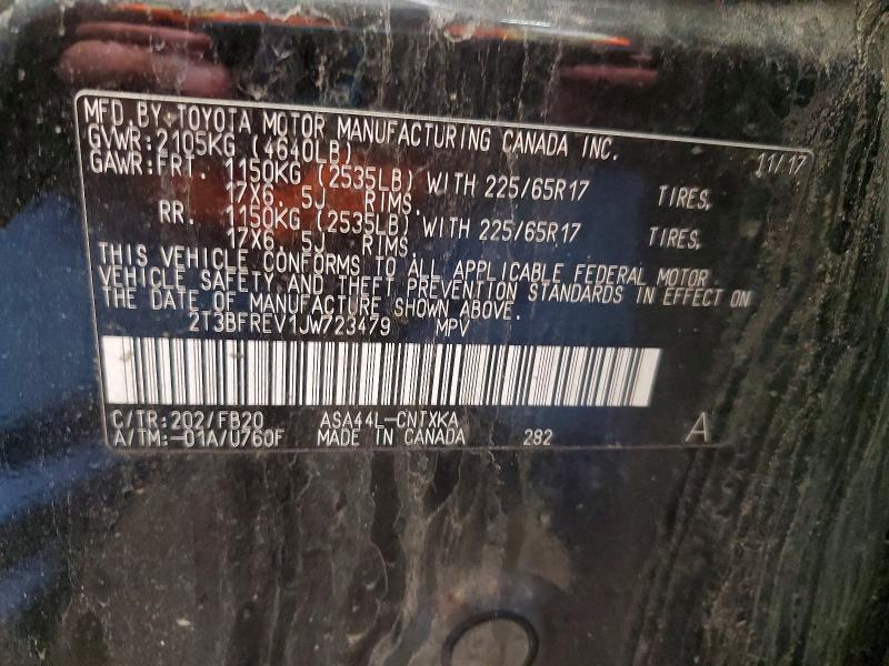 49002626 :رقم المزاد ، 2T3BFREV1JW723479 vin ، 2018 Toyota Rav4 مزاد بيع