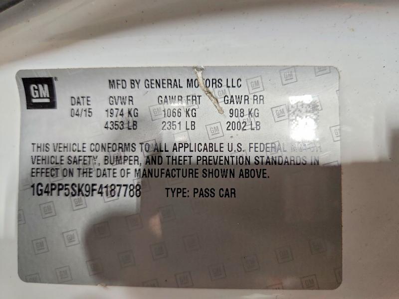 2015 Buick Verano მანქანა იყიდება აუქციონზე, vin: 1G4PP5SK9F4187788, აუქციონის ნომერი: 50331706