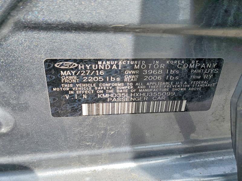 49917506 :رقم المزاد ، KMHD35LHXHU355099 vin ، 2017 Hyundai Elantra Gt مزاد بيع