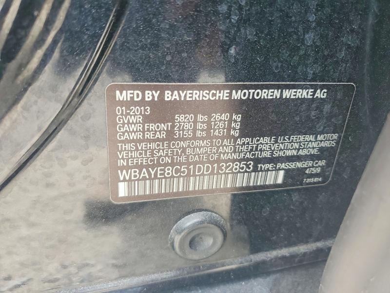 Aukcja sprzedaży 2013 Bmw 750, vin: WBAYE8C51DD132853, numer aukcji: 49142966