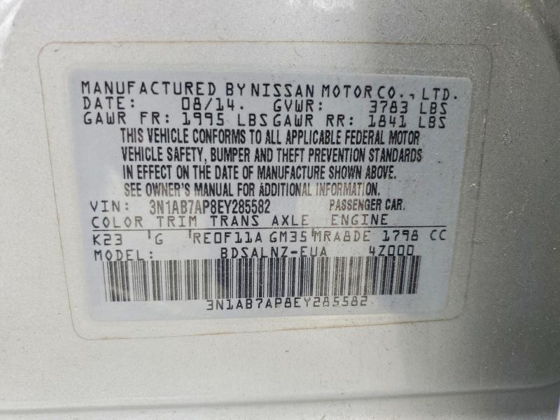 Aukcja sprzedaży 2014 Nissan Sentra, vin: 3N1AB7AP8EY285582, numer aukcji: 51704776