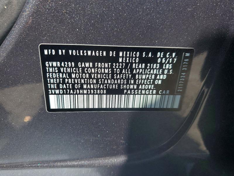 48941586 :رقم المزاد ، 3VWD17AJ9HM393808 vin ، 2017 Volkswagen Jetta مزاد بيع