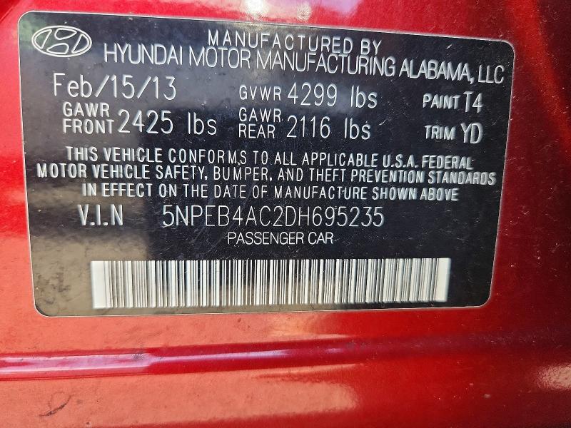 Продаж на аукціоні авто 2013 Hyundai Sonata, vin: 5NPEB4AC2DH695235, номер лоту: 50121266