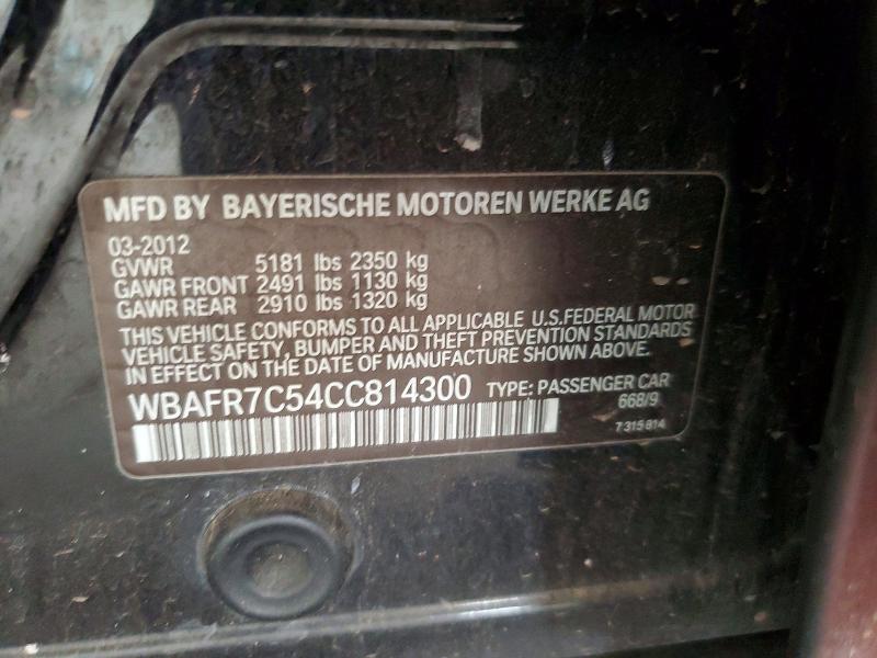 Aukcja sprzedaży 2012 Bmw 535, vin: WBAFR7C54CC814300, numer aukcji: 51780666