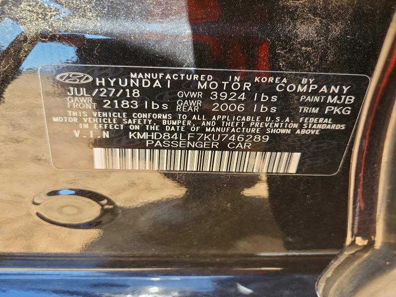 Продажа на аукционе авто 2019 Hyundai Elantra, vin: KMHD84LF7KU746289, номер лота: 49359466