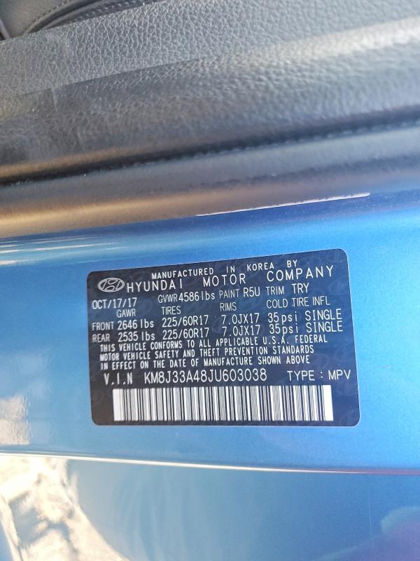 49323186 :رقم المزاد ، KM8J33A48JU603038 vin ، 2018 Hyundai Tucson مزاد بيع