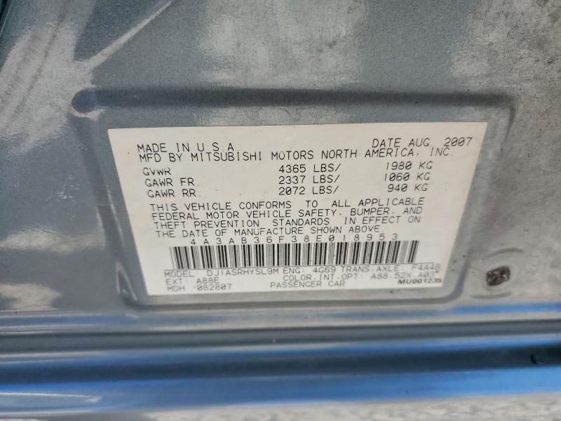 Продаж на аукціоні авто 2008 Mitsubishi Galant, vin: 4A3AB36F38E018953, номер лоту: 49241816
