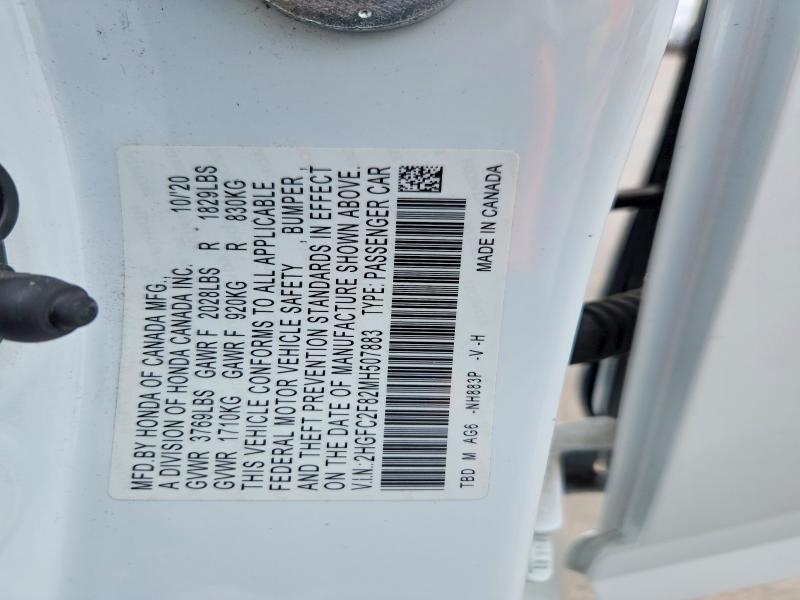 50613196 :رقم المزاد ، 2HGFC2F82MH507883 vin ، 2021 Honda Civic مزاد بيع