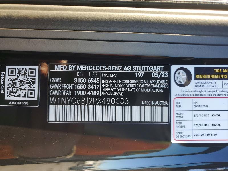 48034586 :رقم المزاد ، W1NYC6BJ9PX480083 vin ، 2023 Mercedes-benz G مزاد بيع