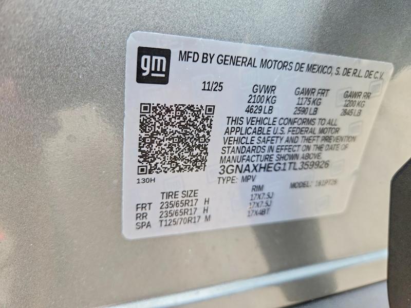 2026 Chevrolet Equinox მანქანა იყიდება აუქციონზე, vin: 3GNAXHEG1TL359926, აუქციონის ნომერი: 48745736