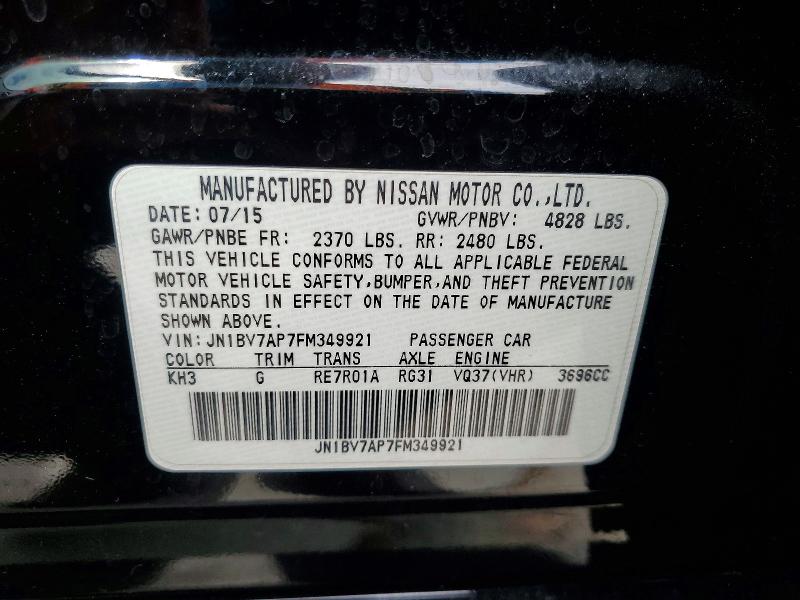 Aukcja sprzedaży 2015 Infiniti Q50, vin: JN1BV7AP7FM349921, numer aukcji: 49814396