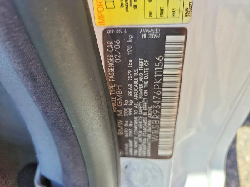 Продаж на аукціоні авто 2006 Bmw M3, vin: WBSBR93476PK11156, номер лоту: 51784916