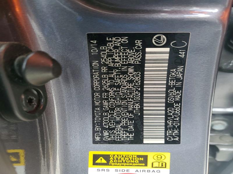 50792766 :رقم المزاد ، JTHBK1GG2F2162803 vin ، 2015 Lexus Es مزاد بيع