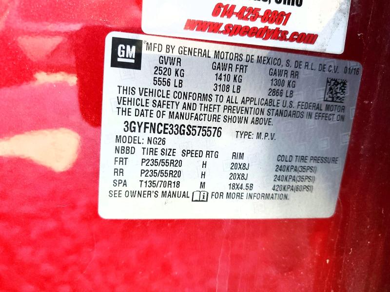 Продажа на аукционе авто 2016 Cadillac Srx, vin: 3GYFNCE33GS575576, номер лота: 49964946