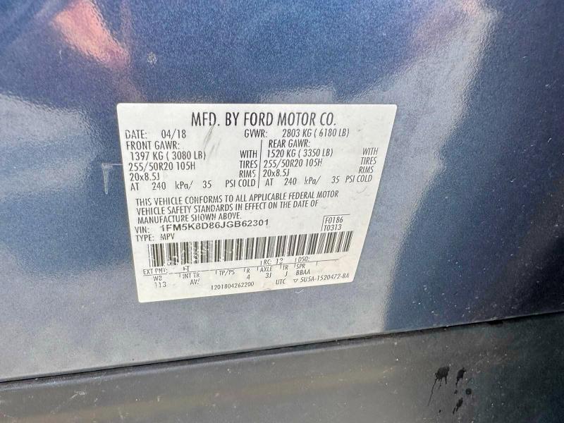 Продаж на аукціоні авто 2018 Ford Explorer, vin: 1FM5K8D86JGB62301, номер лоту: 50843026