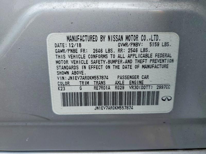 Aukcja sprzedaży 2019 Infiniti Q50, vin: JN1EV7AR0KM557874, numer aukcji: 50286816
