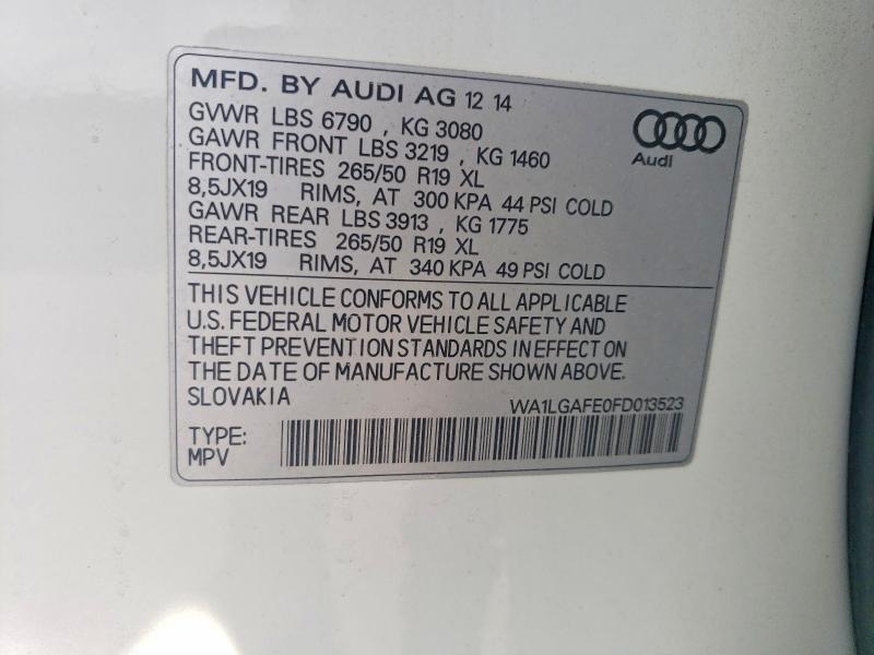 Продажа на аукционе авто 2015 Audi Q7, vin: WA1LGAFE0FD013523, номер лота: 49608346