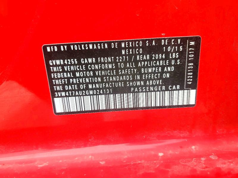 49964806 :رقم المزاد ، 3VW4T7AU2GM024131 vin ، 2016 Volkswagen Gti مزاد بيع
