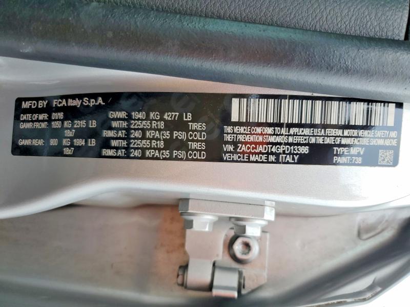 Продаж на аукціоні авто 2016 Jeep Renegade, vin: ZACCJADT4GPD13366, номер лоту: 48876676