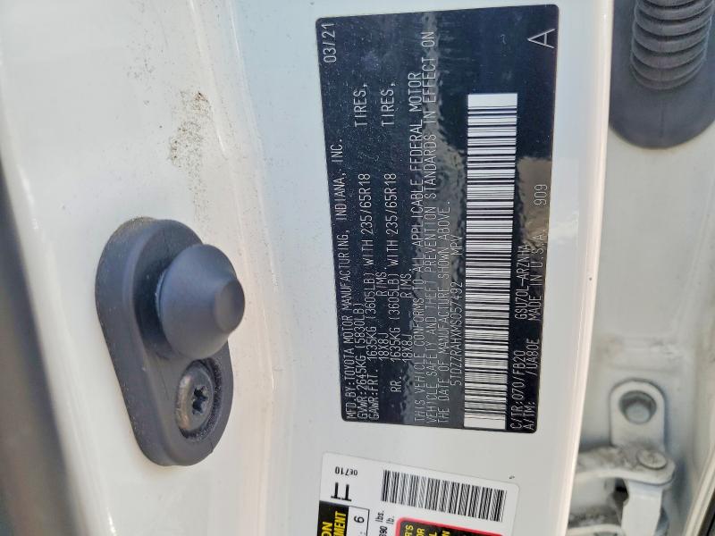 48802196 :رقم المزاد ، 5TDZZRAHXMS057492 vin ، 2021 Toyota Highlander مزاد بيع