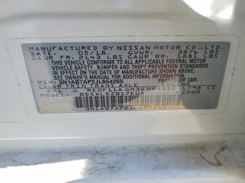 Aukcja sprzedaży 2018 Nissan Sentra, vin: 3N1AB7AP2JL654265, numer aukcji: 49899786